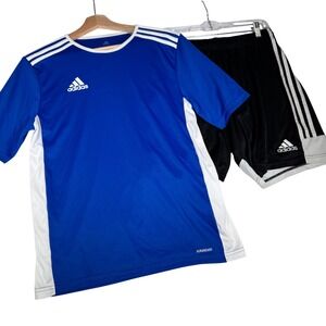 Adidas Youth AEROREADY Soccer Jersey and Shorts Set Blue Black Size 15-16Y L